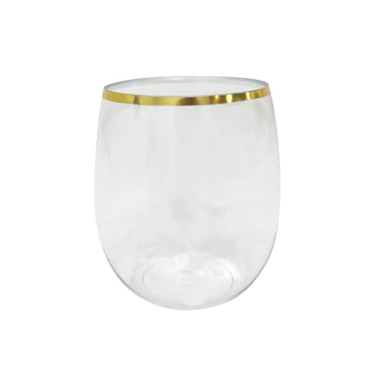 Gold Rim Stemless Wine Glasses, 8ct. by Celebrate It™